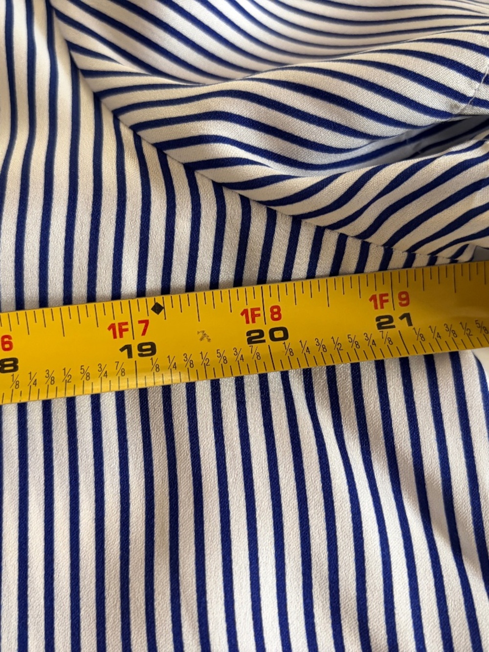 New Quince Washable Stretch Silk Short Sleeve Blouse Navy/white stripe Large - Picture 8 of 8